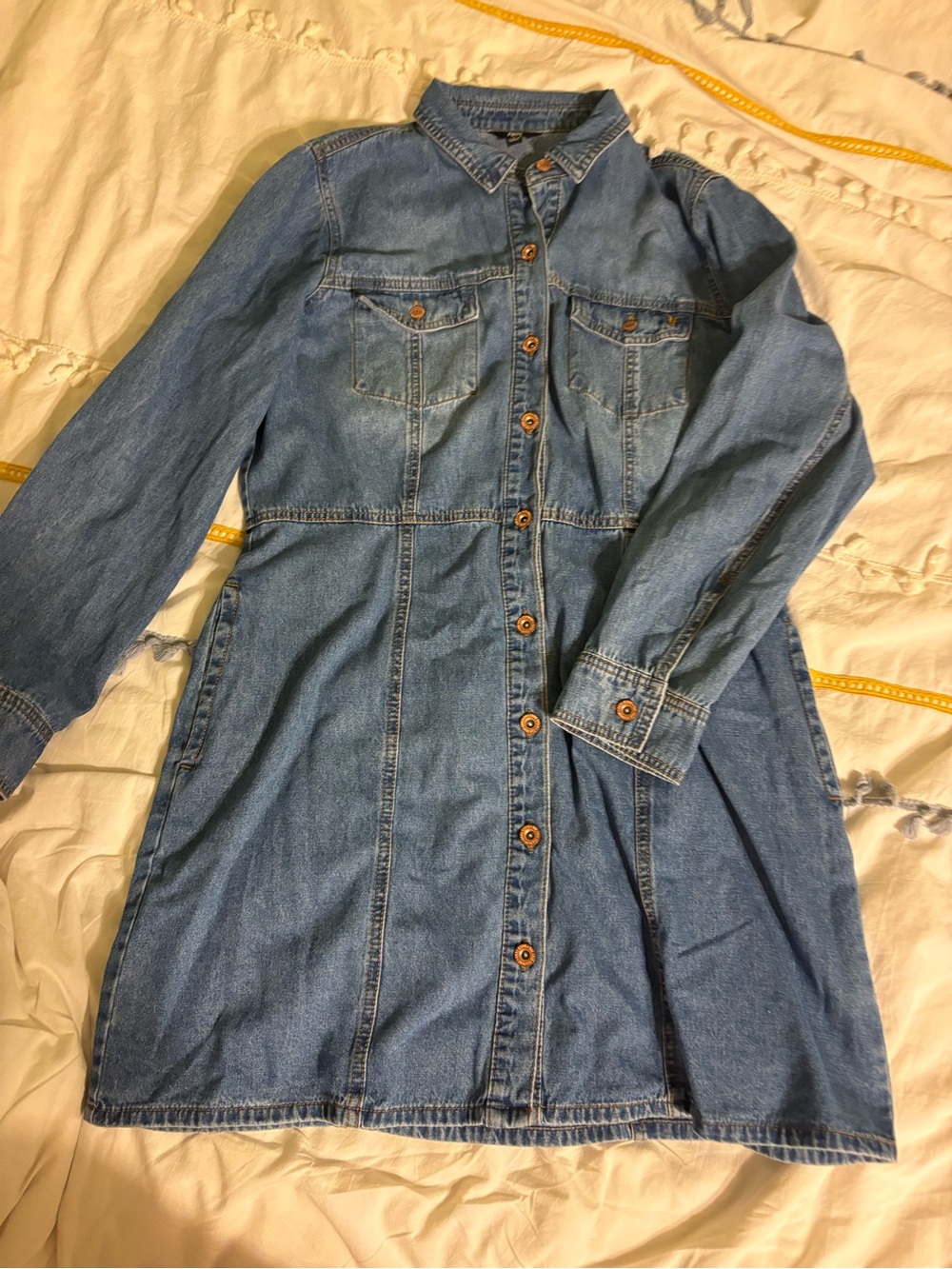 Frye Blue Denim Button-Front Long Sleeve Shirt Dress